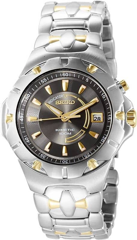 Seiko kinetic two tones grey with gold 1