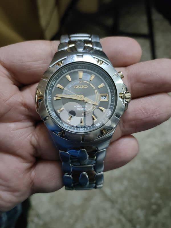 Seiko kinetic two tones grey with gold 3
