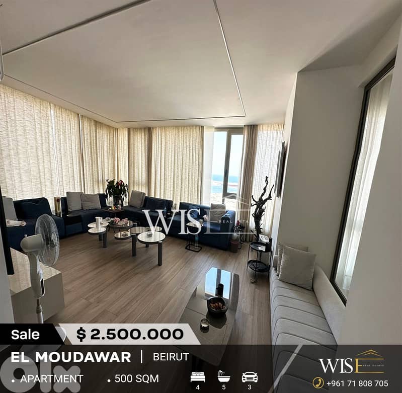 500 SQM Unfurnished Apartment for SALE in El Moudawar! 0