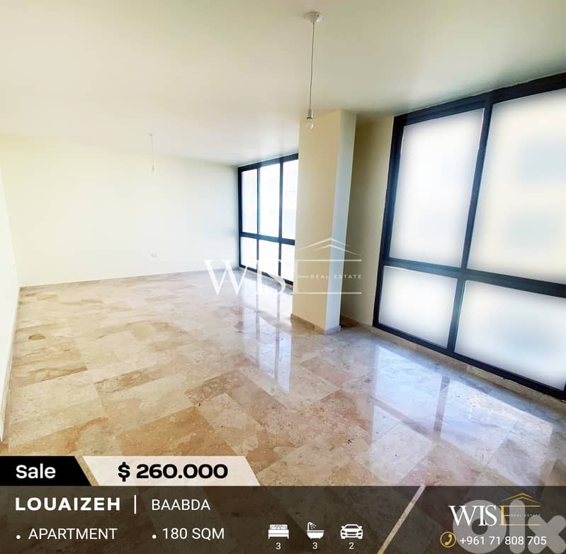 180 SQM Apartment for SALE in Louaizeh-Baabda ! 0
