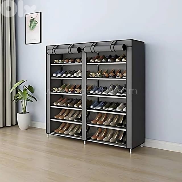 Double Shoe Rack – Space-Saving 34-Pair Organizer w/ Cover 1