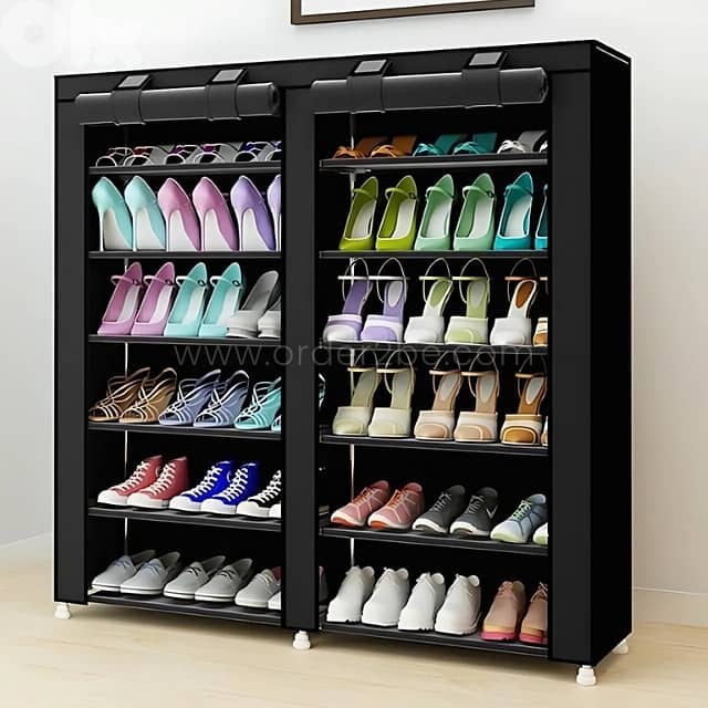 Double Shoe Rack – Space-Saving 34-Pair Organizer w/ Cover 2