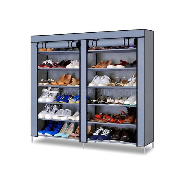 Double Shoe Rack – Space-Saving 34-Pair Organizer w/ Cover 9