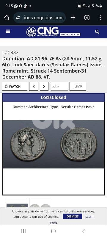 Ancient Roman  Bronze Coin for Emperor Domitian Rome Mint year 88 AD 2