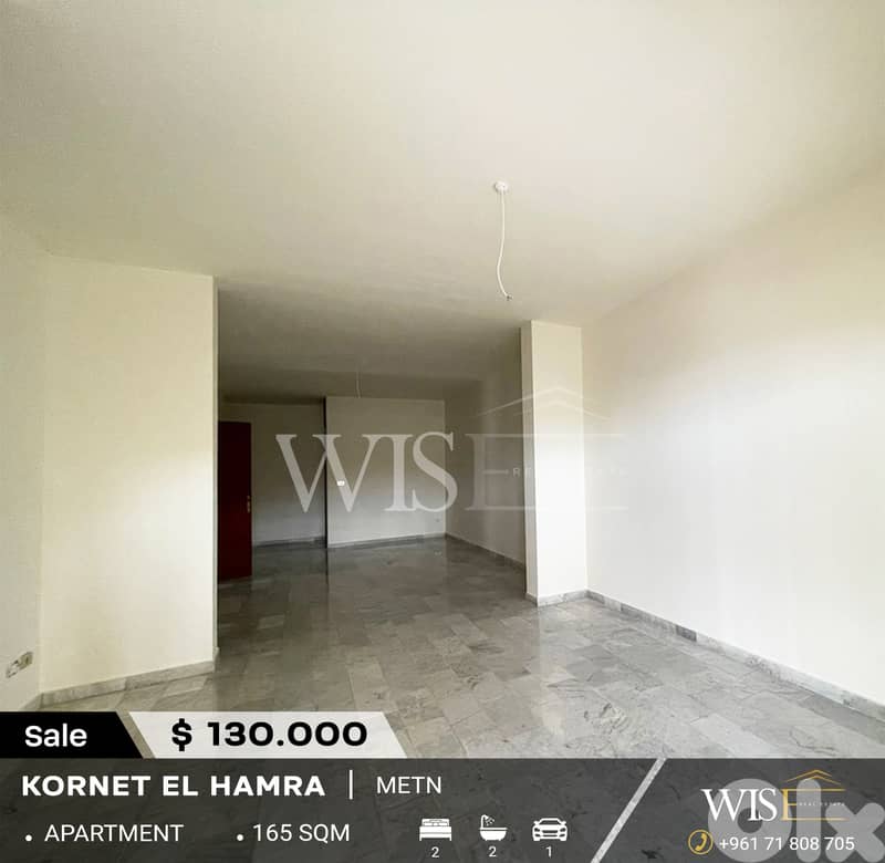 165 SQM Apartment with terrace for SALE in Kornet El Hamra! 0