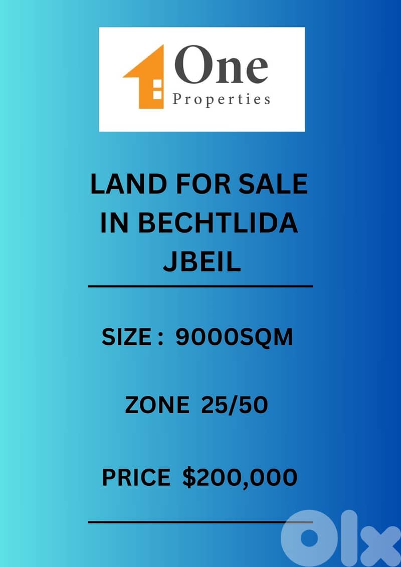 LAND FOR SALE IN BECHTLIDA- JBEIL 0
