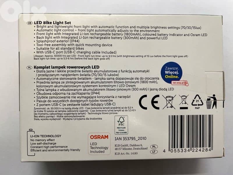 CRIVIT rechargable LED Bike Set 2