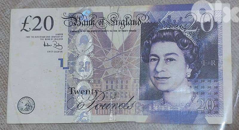 Twenty  English Pounds banknote Memorial for the Queen Elizabath II 0