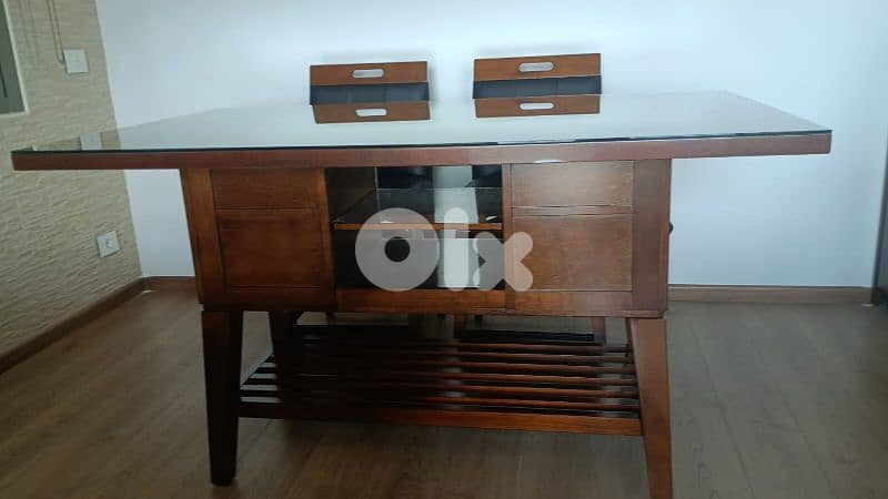 Original dining room(high table+6 leather chairs) brown color 1