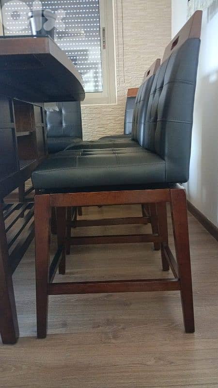 Original dining room(high table+6 leather chairs) brown color 5
