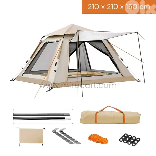 Automatic Camping Tent – 3-4 Person Pop-Up w/ Rainfly & Canopy 14