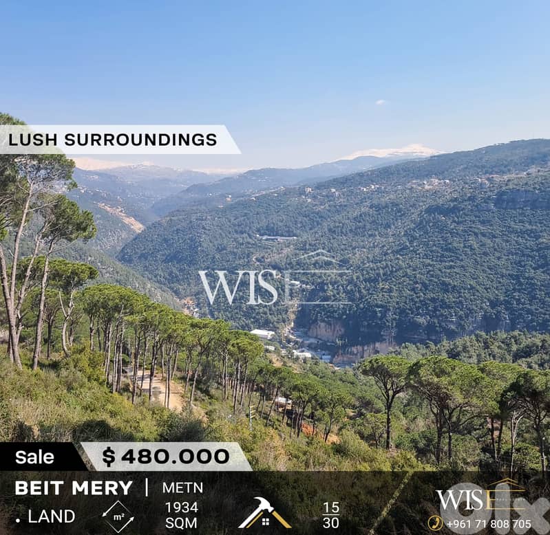 Prime 1934 SQM Land for SALE in Beit Mery ! 0