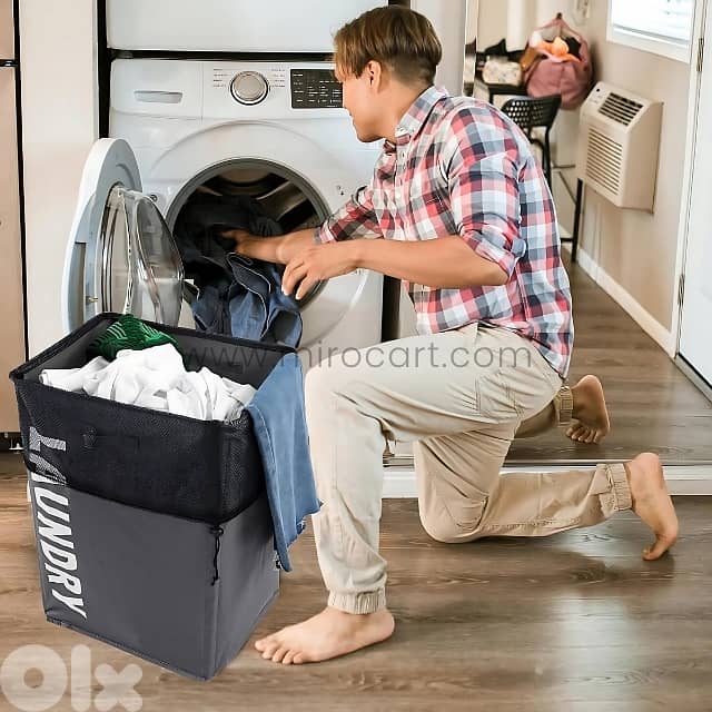 Rolling Laundry Basket – 70L w/ Smooth Wheels & Mesh Bag 3