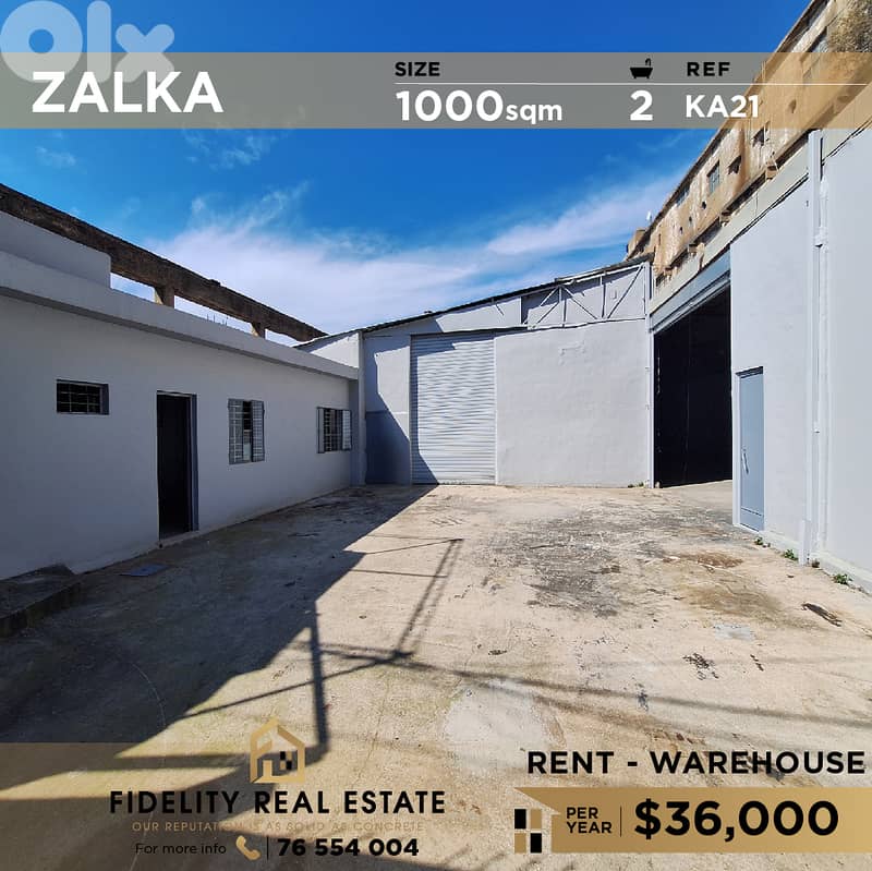 Warehouse for rent in Zalka KA21 مستودع للإيجار  في الزلقا 0