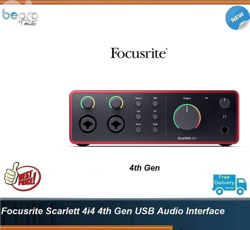 Focusrite Scarlett 4i4 G4,4th Gen USB Audio Interface 0
