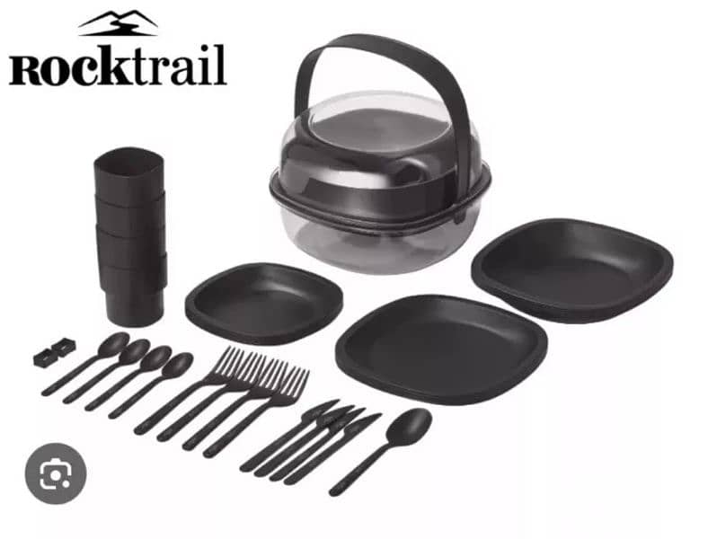 rocktrail 33 piece camping tableware set 0