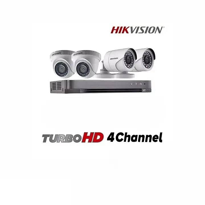 Hikvision 4 Camera + Xvr 4 Channels - كاميرات مراقبة 0