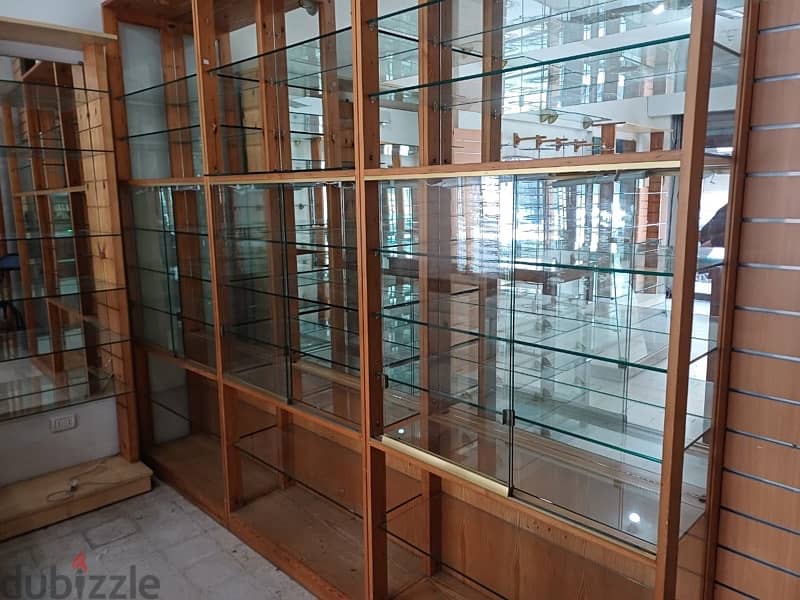 AMAZING QUALITY GALSS & WOODEN racks, shelves and ENTIRE display. 4