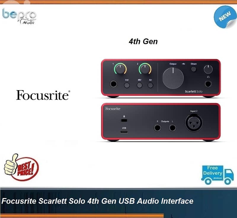 Focusrite Scarlett Solo G4 Audio Interafce,4th Gen USB Audio Interface 0