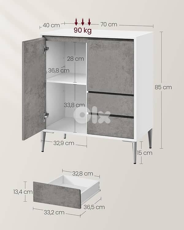 VASAGLE Storage Cabinet, 3