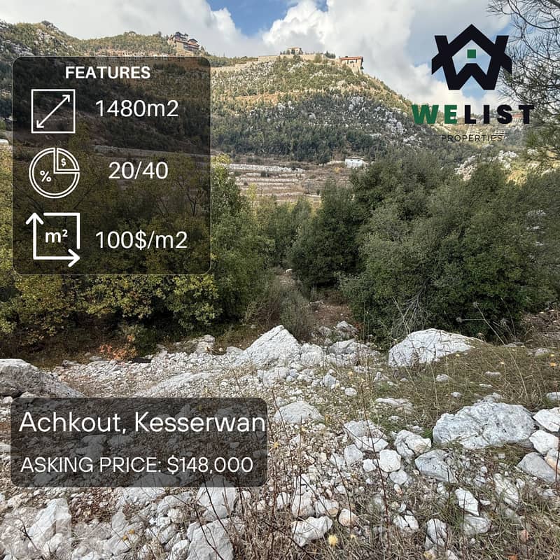 1480sqm land for sale in Achkout   REF: NW24DLA1480148 0