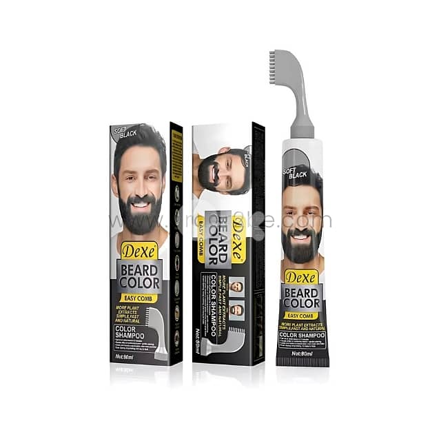 DeXe Beard & Moustache Premium Dye Color Shampoo w/ Brush 0