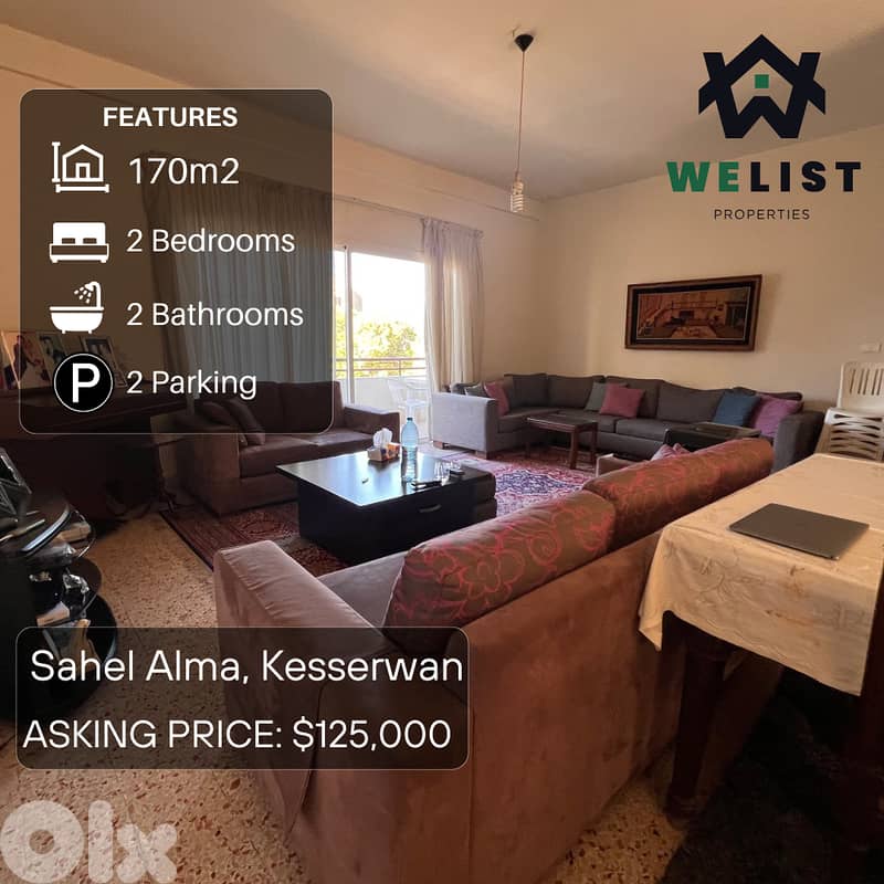 170sqm Apartment for sale in Sahel Alma - Jounieh  REF: MA24DSSA170125 0