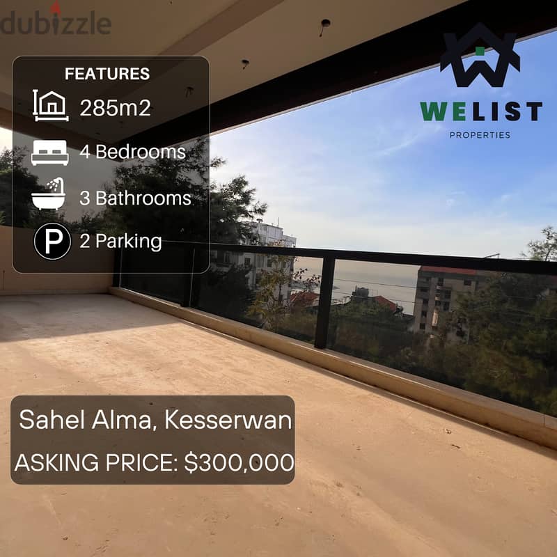 285sqm Apartment for sale in Sahel Alma-Jounieh  REF: MA25JSSA285300 0