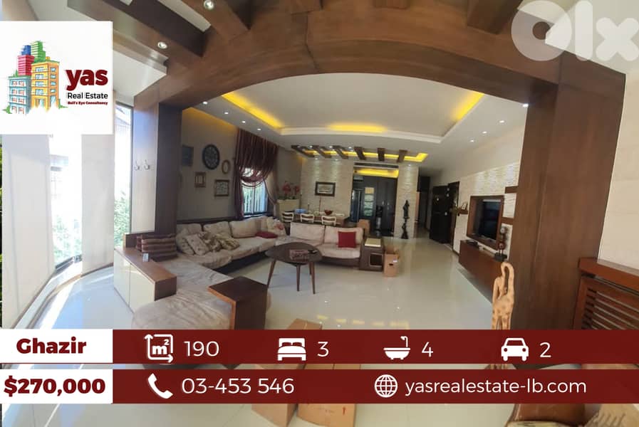 Ghazir 190m2 | Duplex | 80m2 Terrace | 80m2 Roof| Furnished | PA| 0