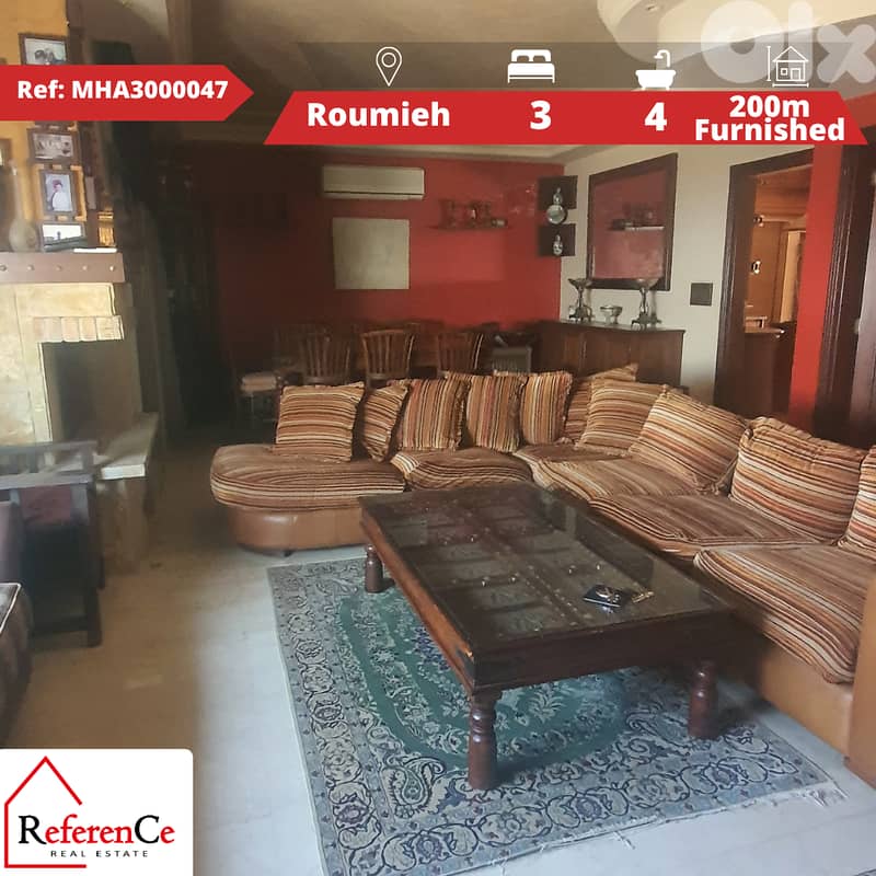 Furnished apartment for sale in Roumieh شقة مفروشة للبيع في الرومية 0