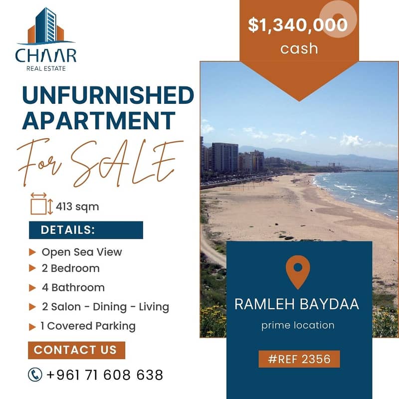 #R2356- Apartment for Sale in Ramleh Al-Baydaa | Sea View 0