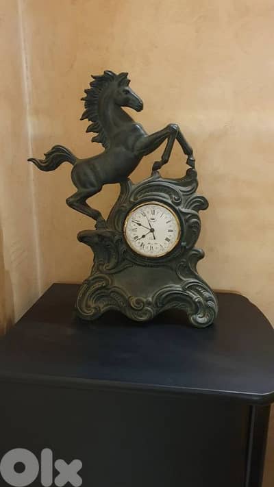 italian  horse clock bronze