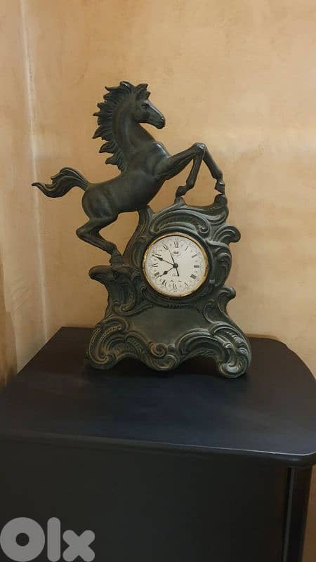 old italian  horse clock bronze 2
