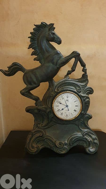 old italian  horse clock bronze 0