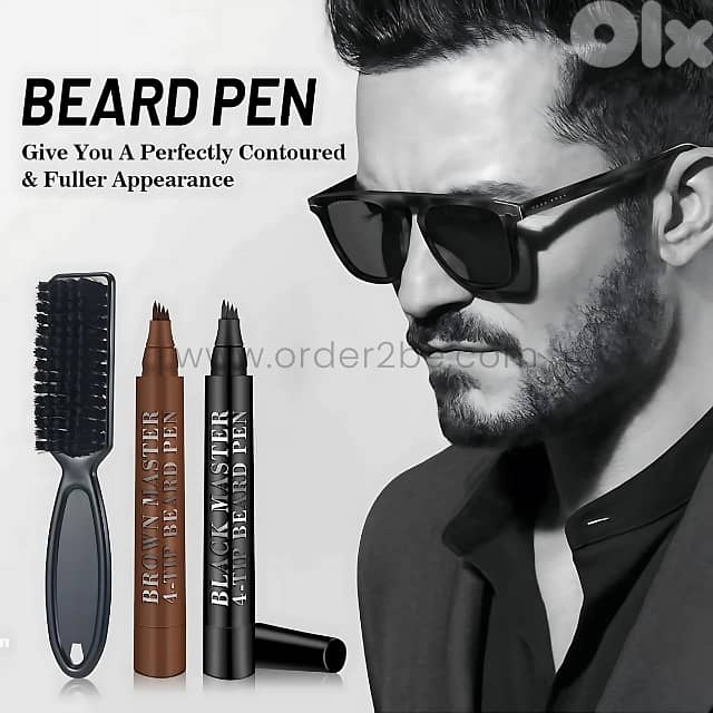 Waterproof Beard Filler Pen w/ Brush – Natural Black/Brown Finish 7