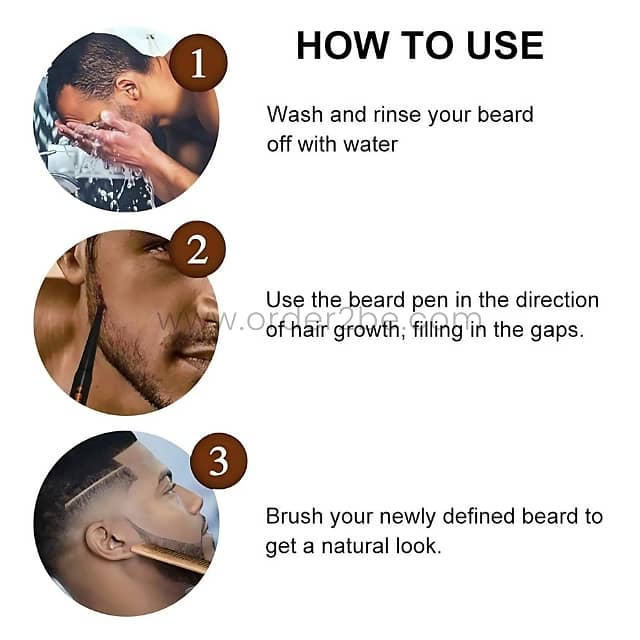 Waterproof Beard Filler Pen w/ Brush – Natural Black/Brown Finish 9