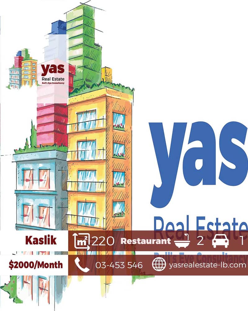 Kaslik 220m2 | Restaurant | Rent | Ideal Investment |Active Street| EH 0
