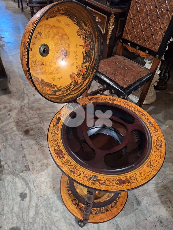globe bar vintage Italy original بار كرة ارضية ايطالي الصنع انتيك 1