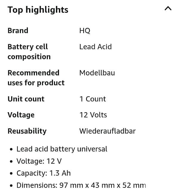 HQ 12v , 1.3 Ah sealed lead acid battery 2