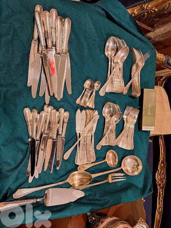 set of 101 christofle France silver ribbon croise amazing price 6