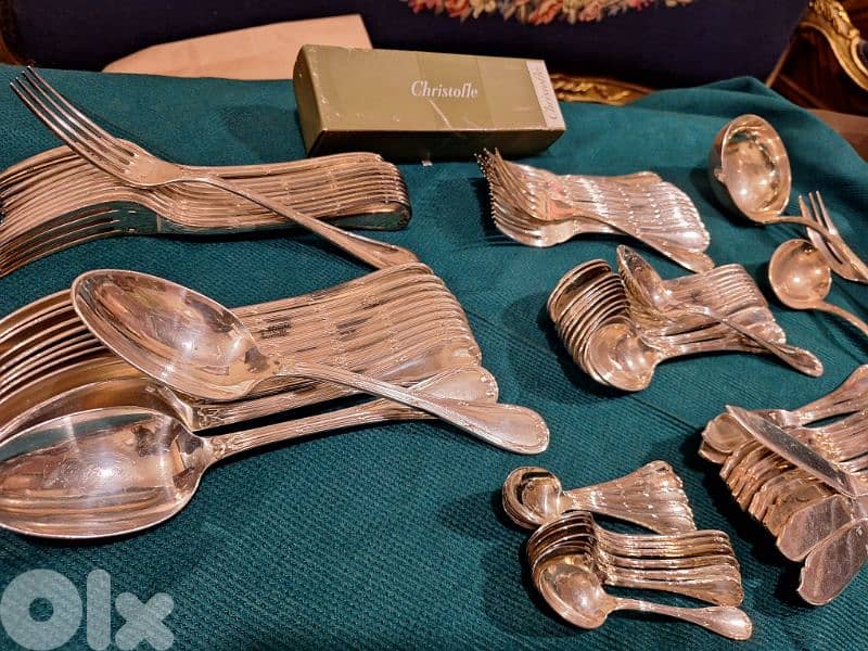 set of 101 christofle France silver ribbon croise amazing price 7