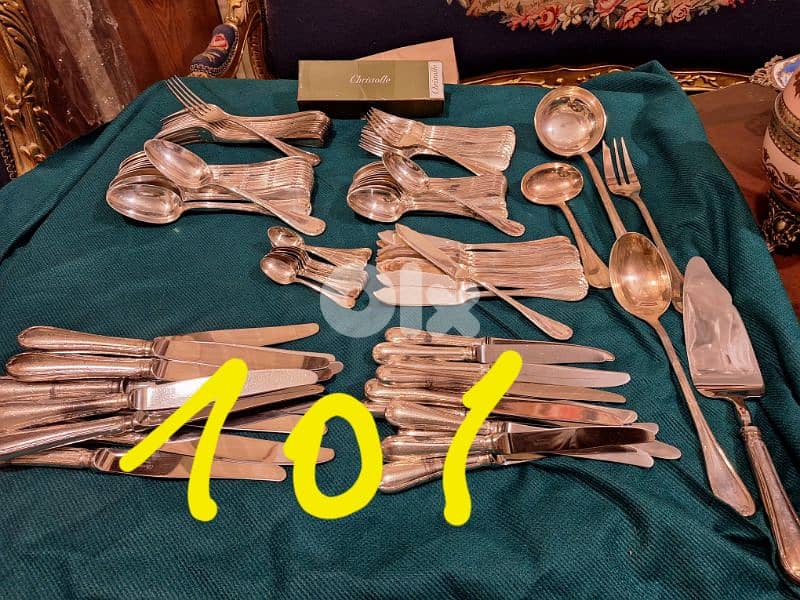 set of 101 christofle France silver ribbon croise amazing price 8