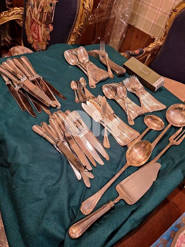 set of 101 christofle France silver ribbon croise amazing price 9