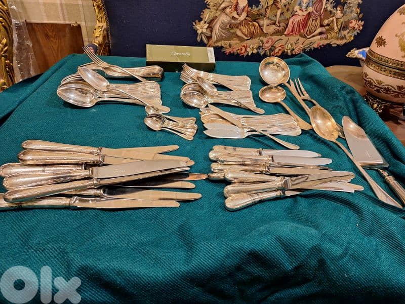 set of 101 christofle France silver ribbon croise amazing price 10