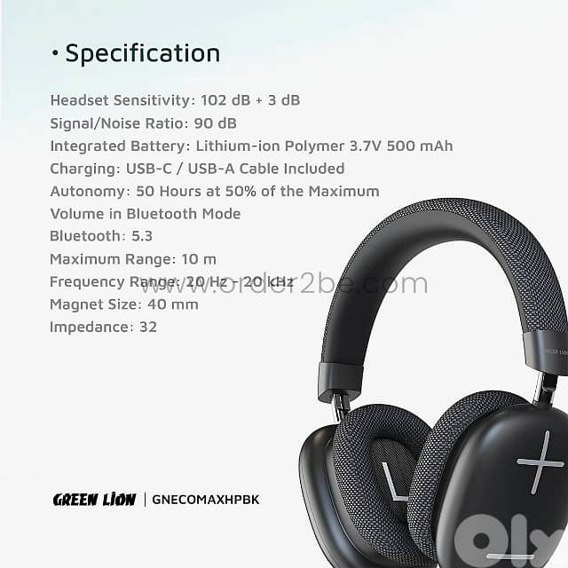 Green Lion Echo Max Bluetooth Headphones – 50H Playtime, Built-In Mic 8