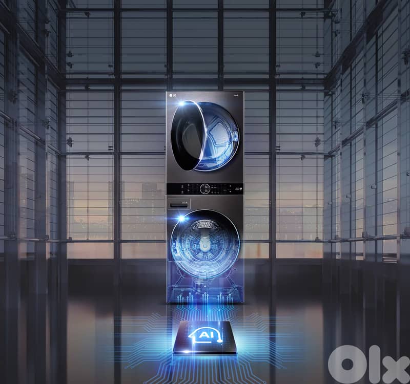 21/16 Kg LG WashTower Dark Silver Washer Dryer AI غسالة مع نشافة 0