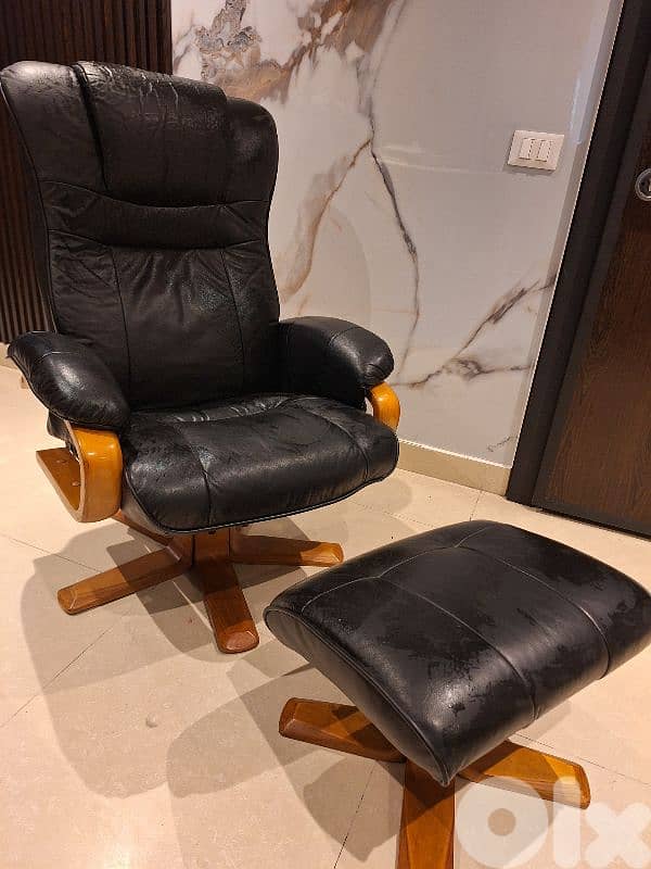 recliner swivel chair genuine leather Italy original 1
