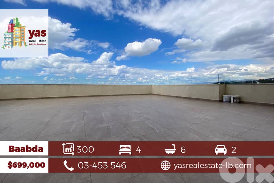 Baabda/Hadad 300m2 | 100m2 Terrace | Triplex | Amazing  View  | PA | 0