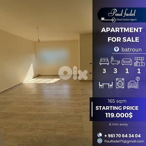 apartment for sale in batroun ( 6 min away ) 0
