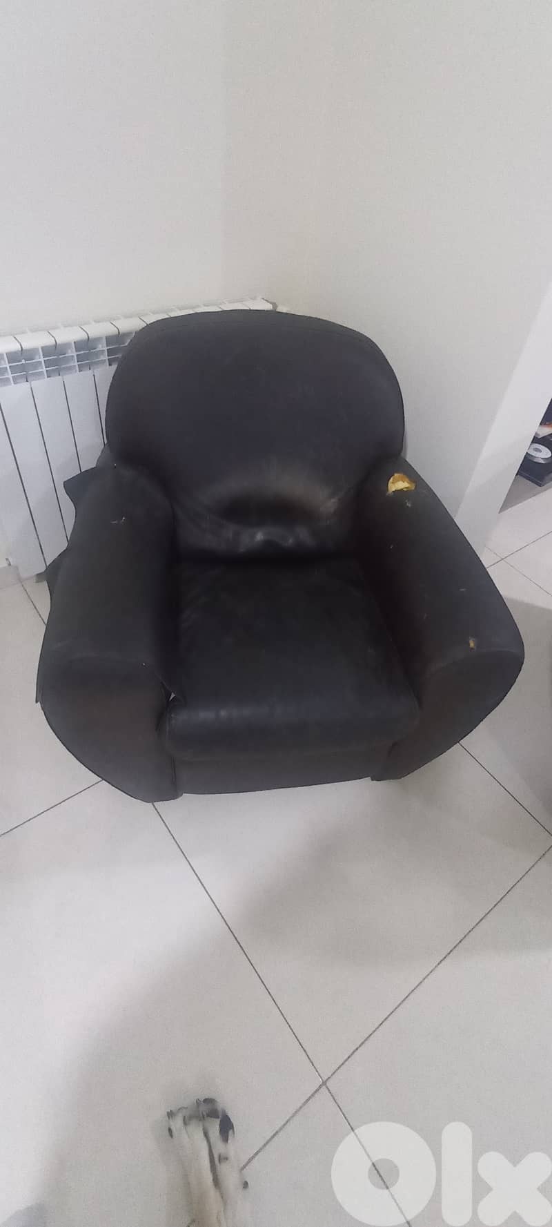 Dark brown leather armchair 1